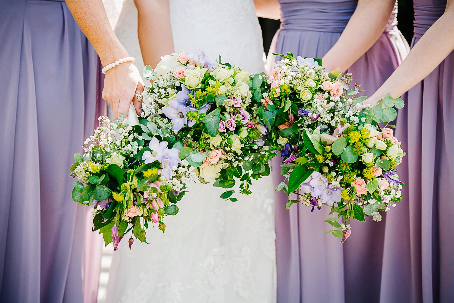 Bridesmaids Spring Bouquets at Swynford Manor Wedding