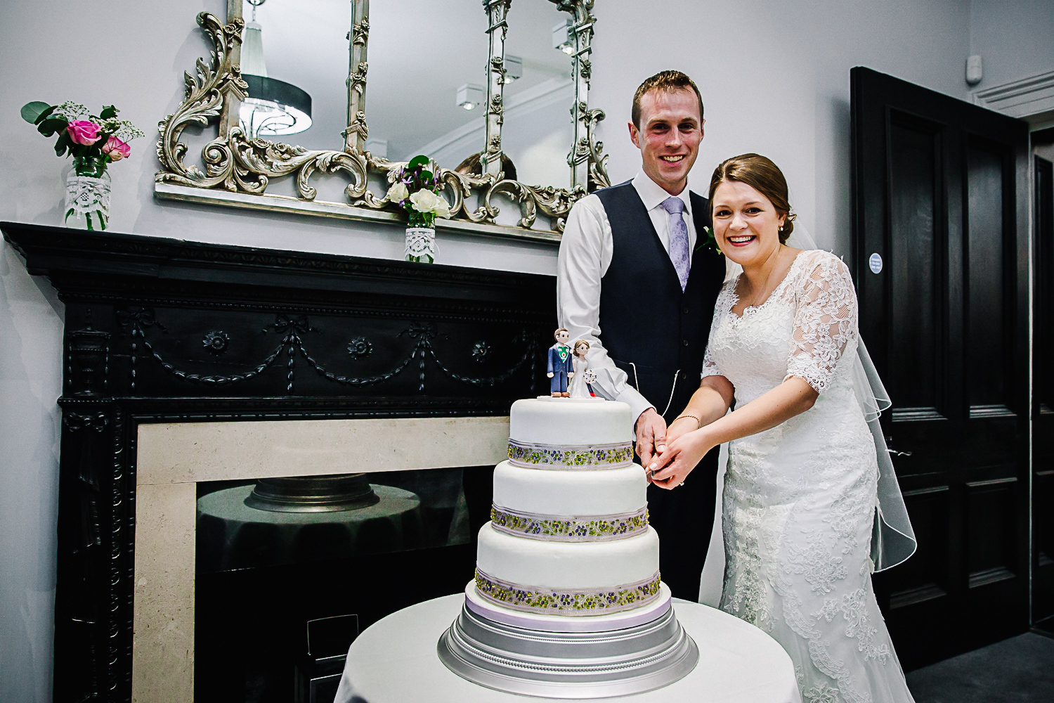 Cake cutting at Swynford Manor Wedding Cambridge