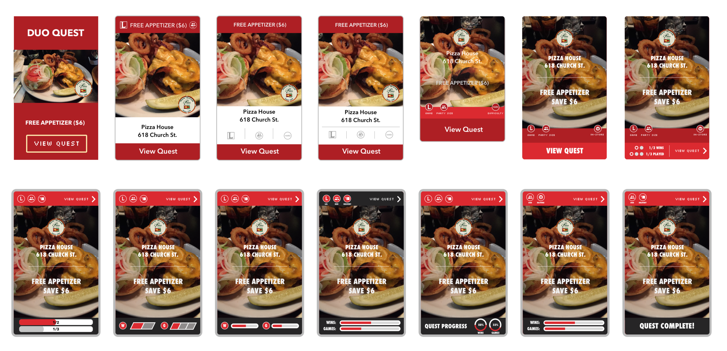 Some Iterations through the Card UI for individual quests