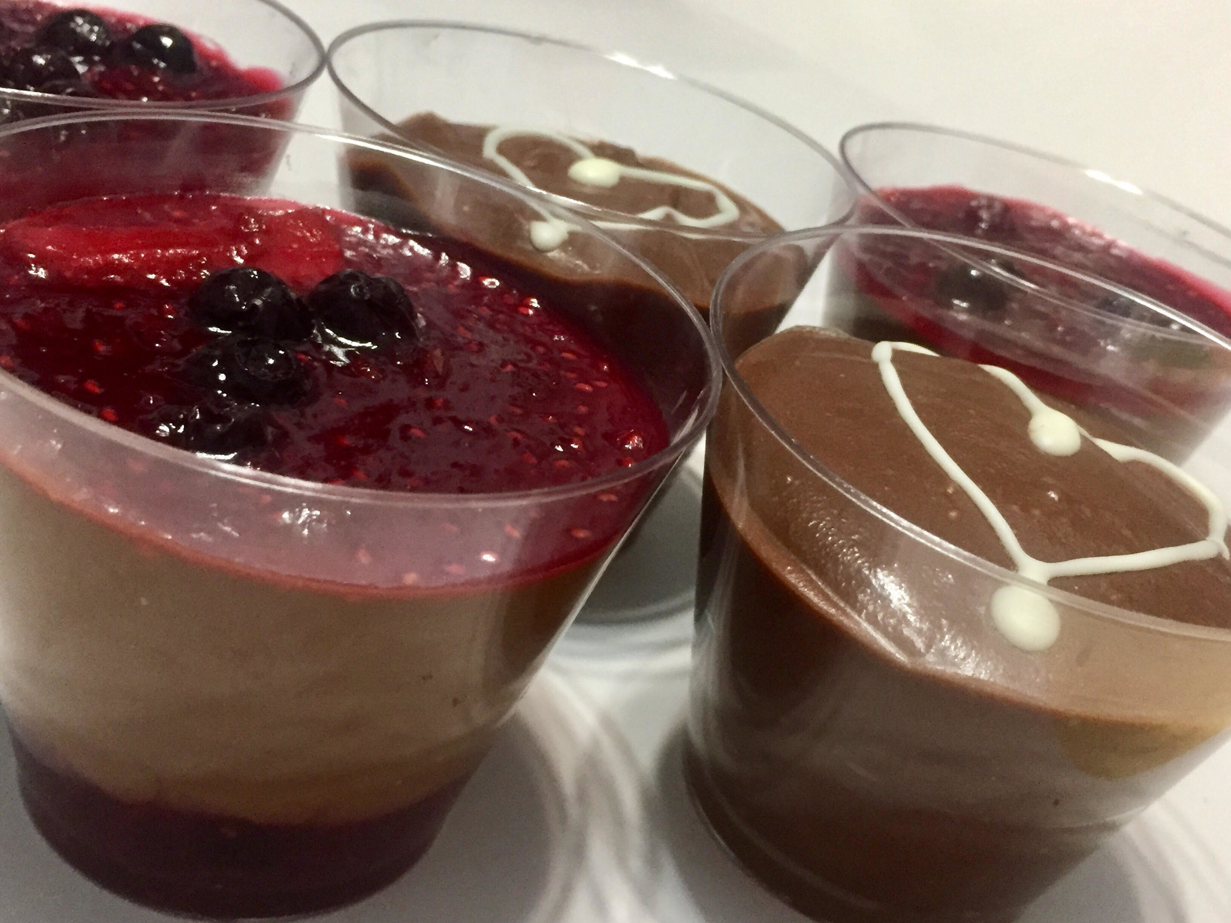 Nutella Mousse, and Chocolate Mousse with a Berry Sauce