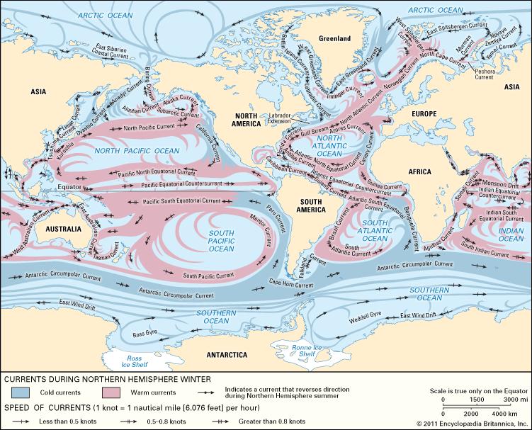Figure 4. Ocean Currents (Encyclopedia Britannica)