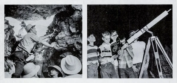 Young geologists and astronomers at Camp Hancock in 1957.