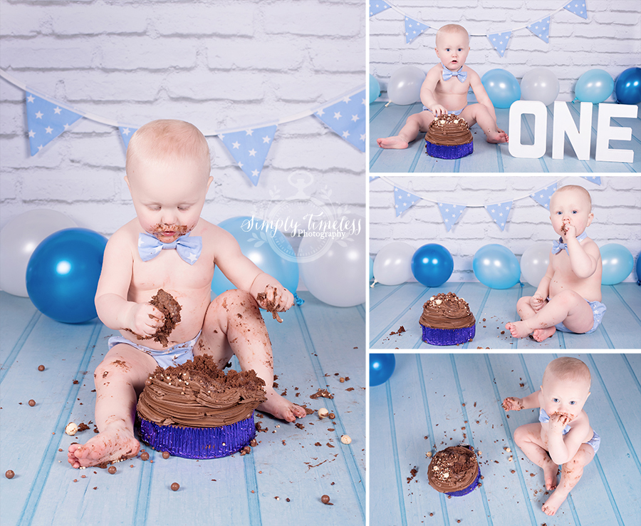 Loving his chocolate cake!