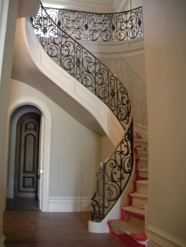 Residential Wrought Iron Railing Install - Winding Staircase