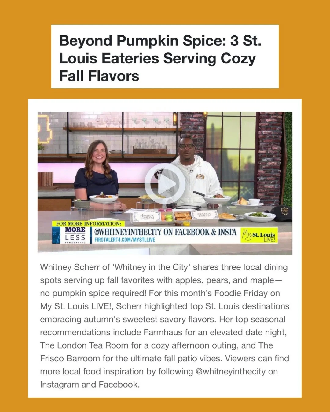 HUGE thank you to @whitneyinthecity for the highlight on @mystllive Friday! Excited to be dishing up all the fall favorites this season 🍂

Speaking of, don&rsquo;t forget to get your turkey order in early this year! 🦃 

NEW: We are also offering co