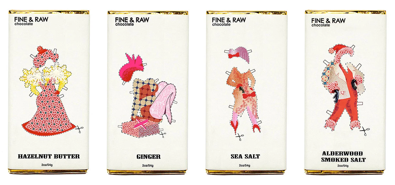 inawilderworld illustrated x-mas wrappers for fine & raw chocolate