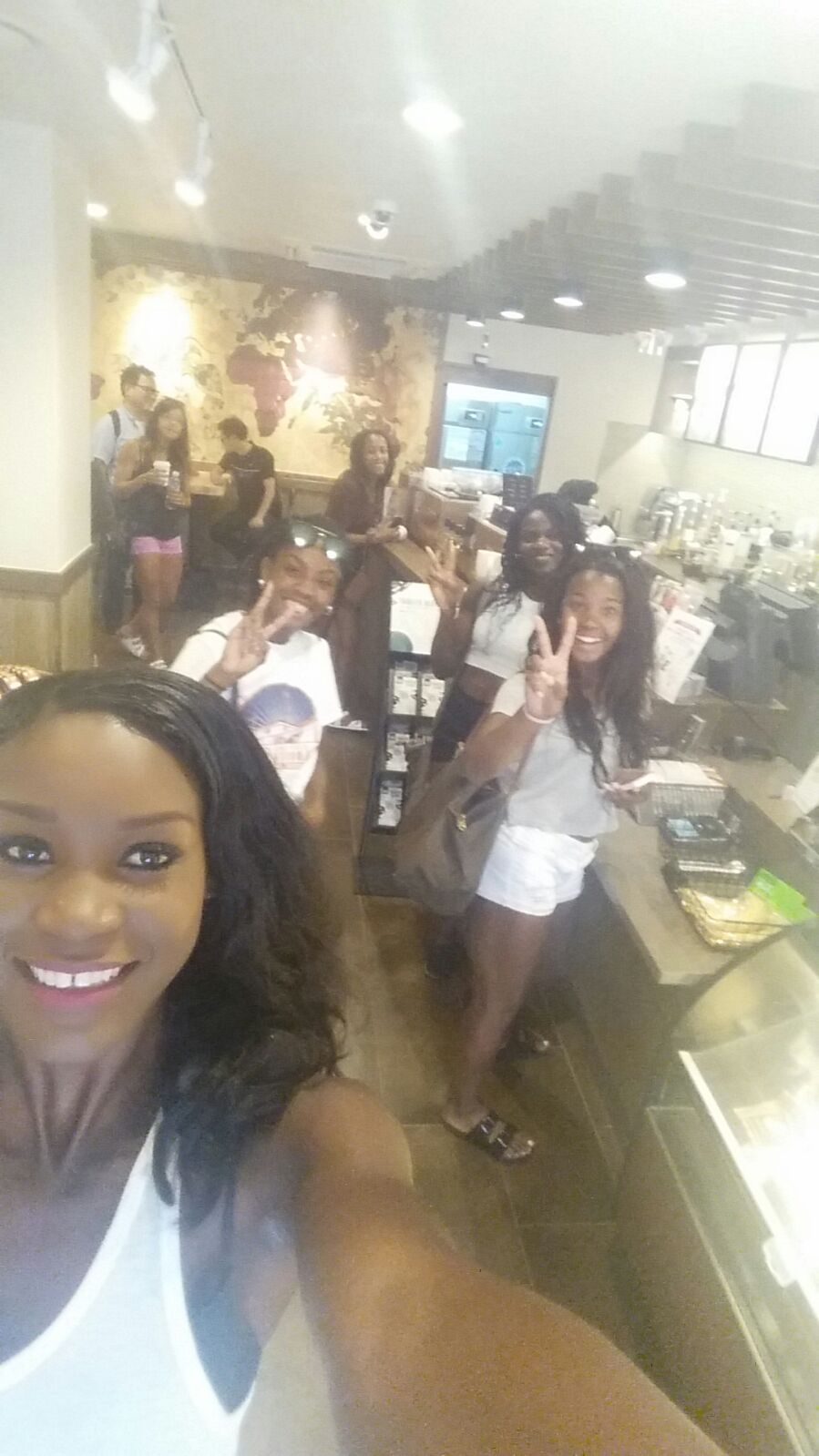 Beijing Babes - Nicole Sassine, Shaina Harrison, Aiyanna, Audrey Baptiste, Ice and me at the local coffee shop