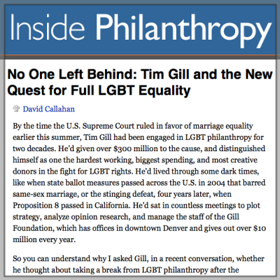 Inside Philanthropy: Gill Foundation