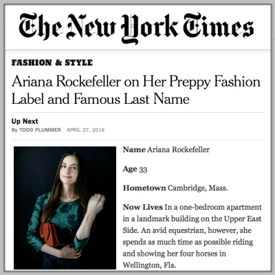 The New York Times: Ariana Rockefeller