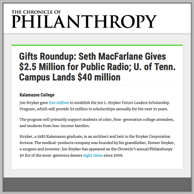 Chronicle of Philanthropy: Stream Line Circle