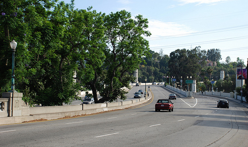 As you can see...not an easy intersection for a cyclist to navigate across...