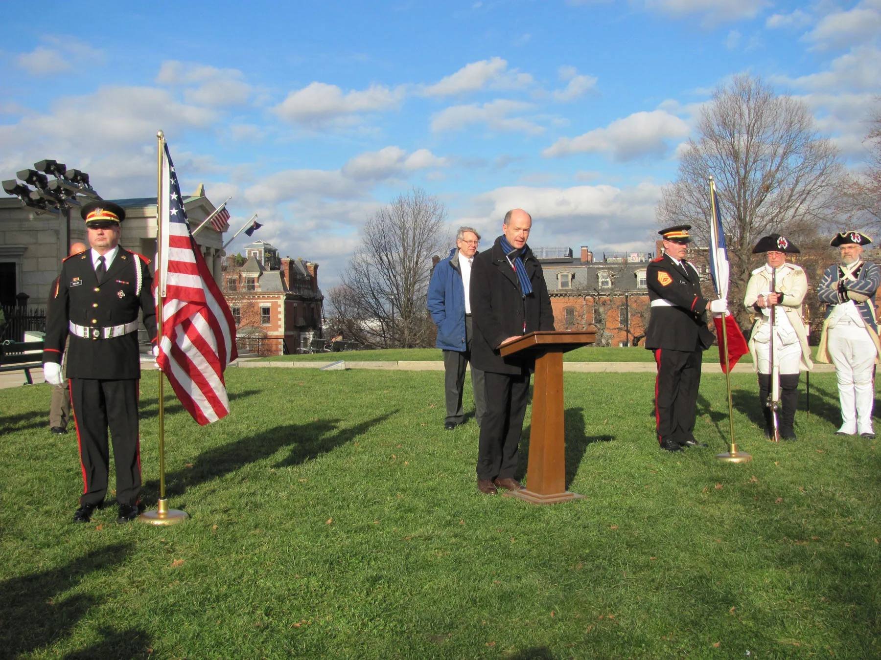 Consul General Christophe Guilhou addresses the audience, 2011 W3R Lafayette Society.