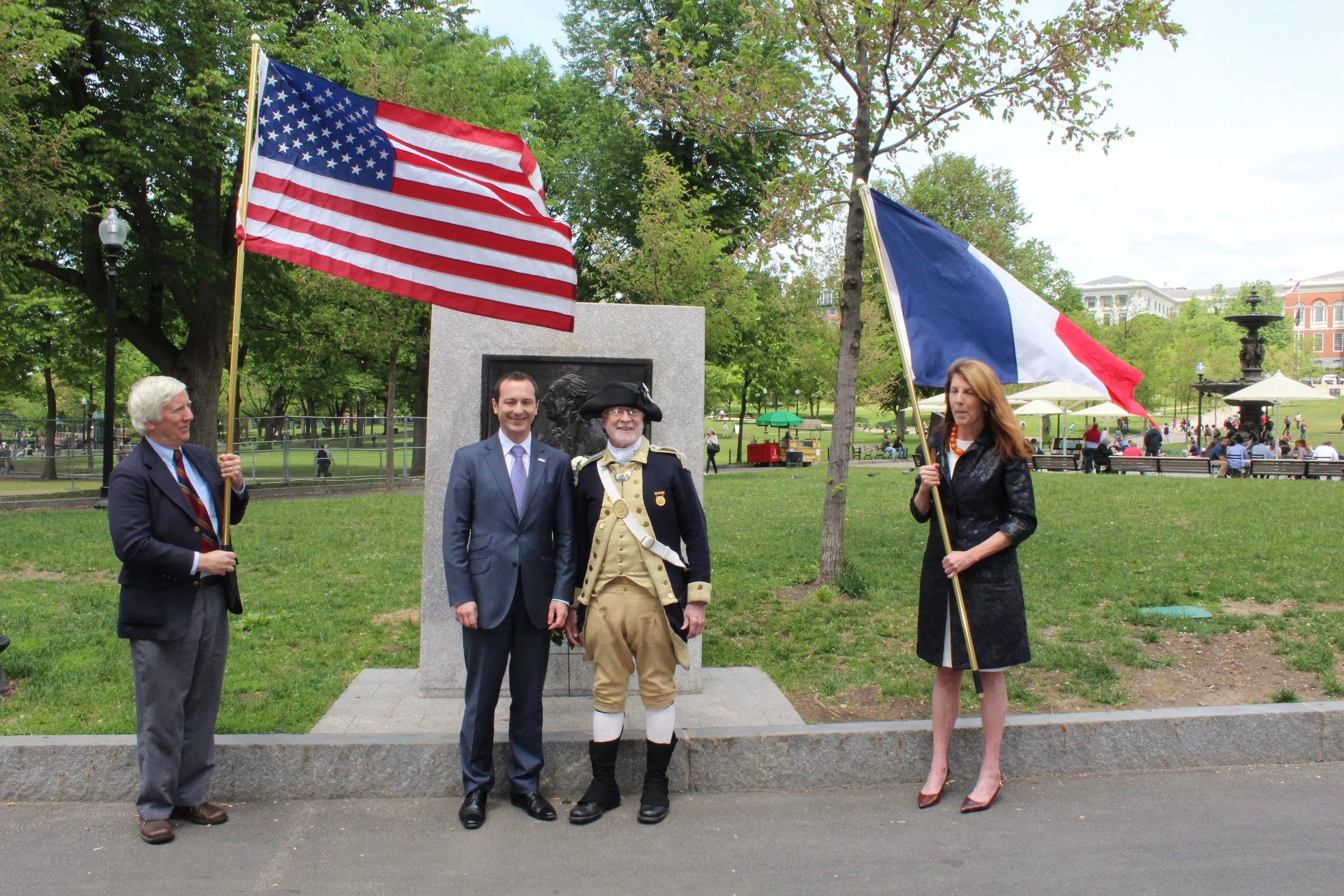 Board Member Rick Detwiller, the Consul, Lexington Minuteman Bill Poole, and Ms. Lyman