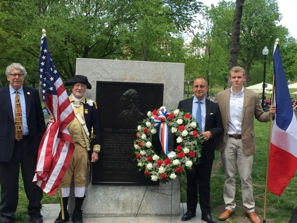 The wreath-laying ceremony at the Lafayette Monument