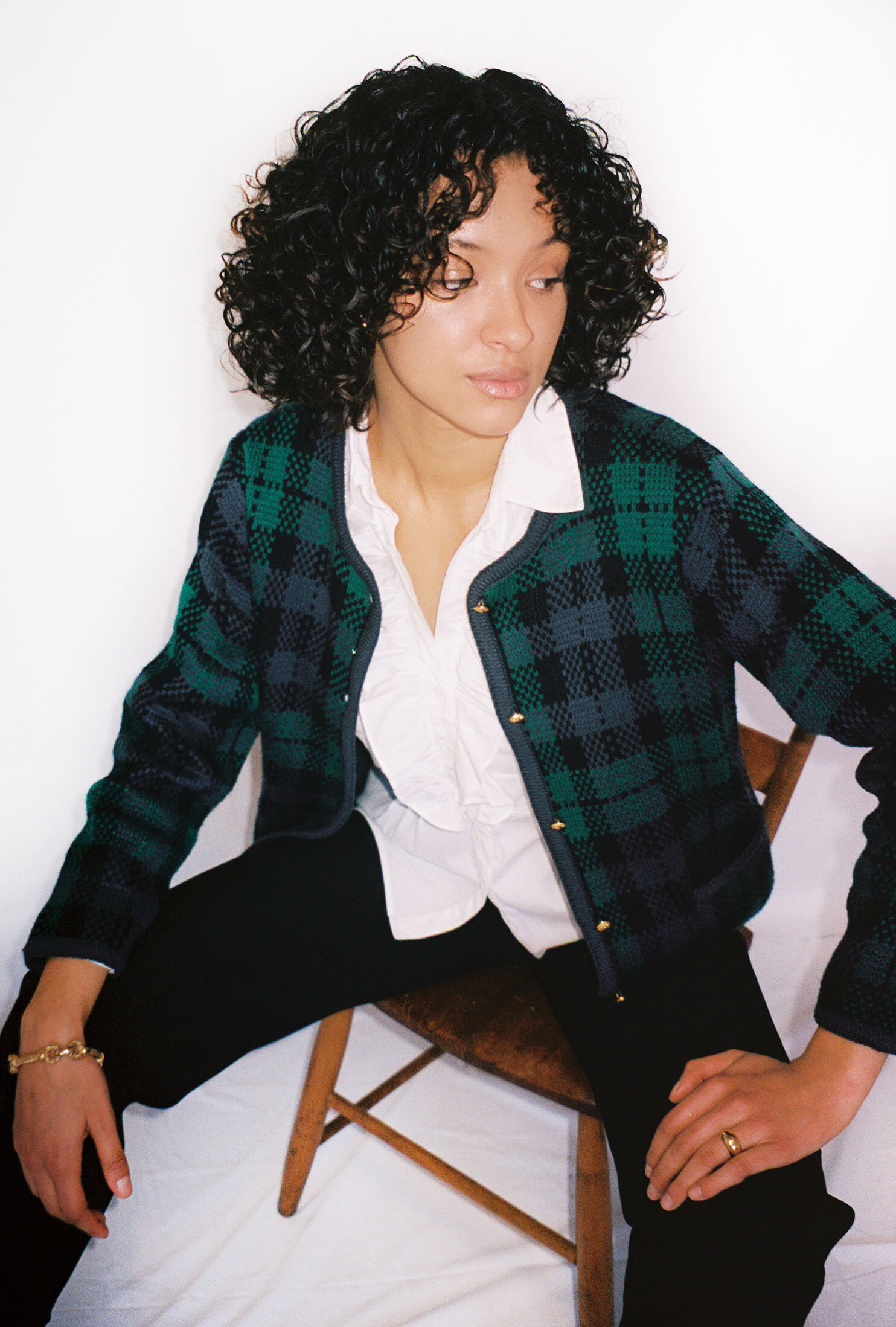 Vintage Checkered Cardigan  