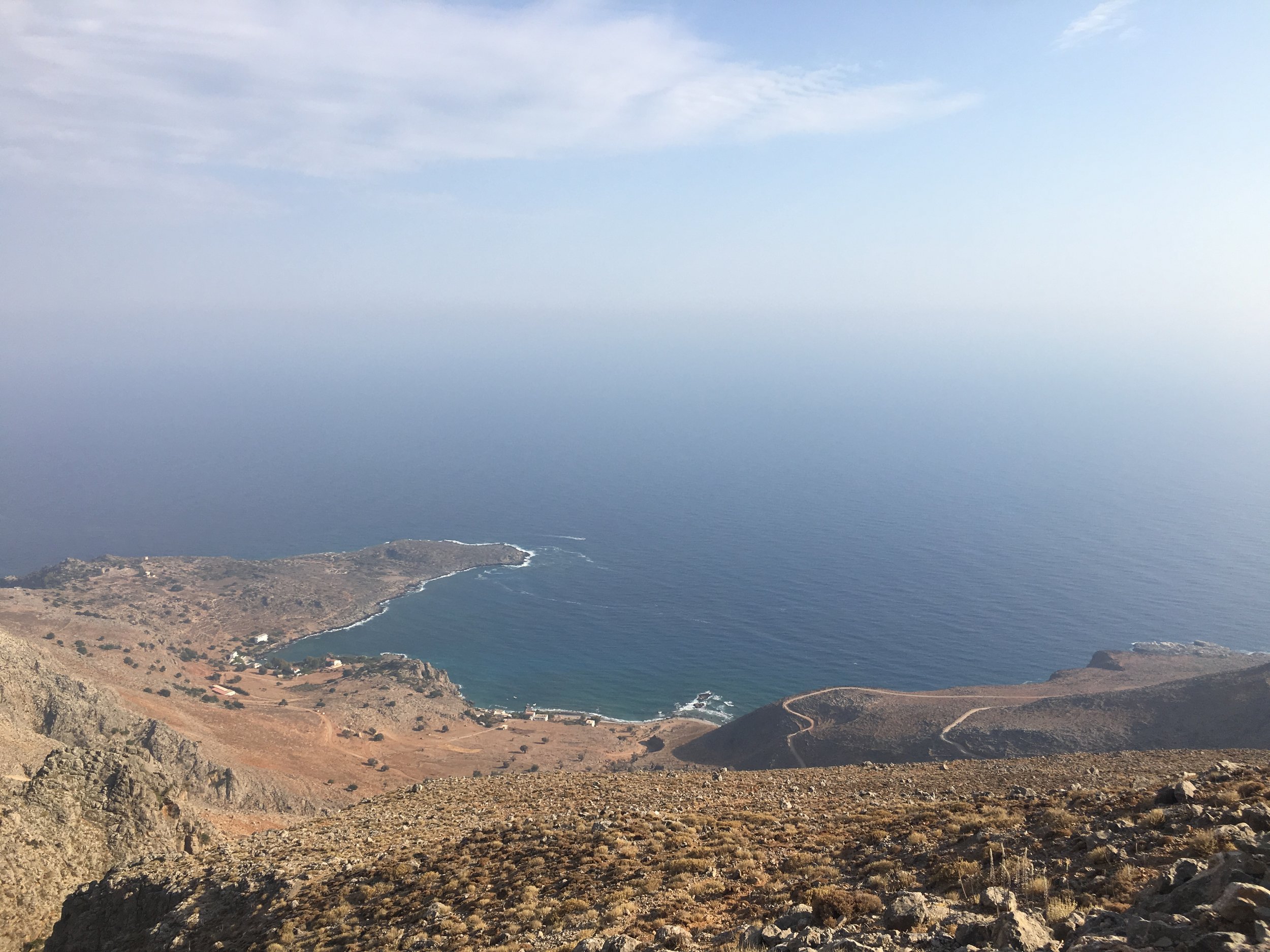 looking down from north – finikas bay seen from the rising mountain
