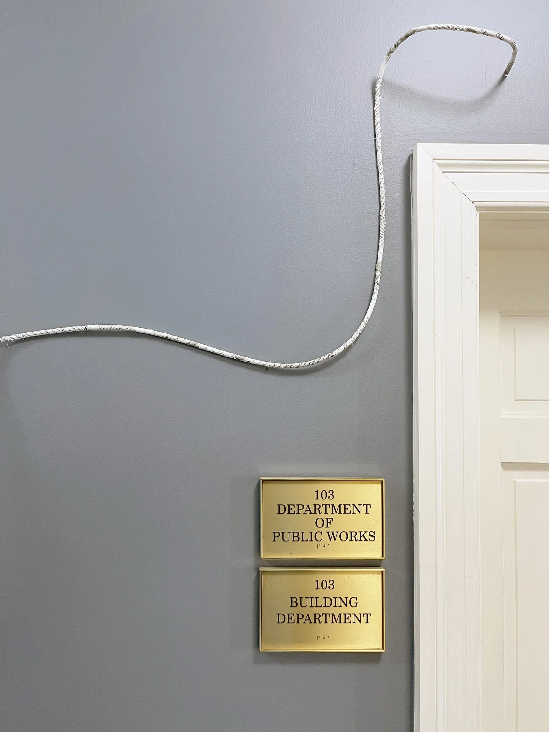 Installation detail, BUILT ON THE SITE of…, Municipal Building, Hastings-on-Hudson, NY, April 16 – June 8, 2023