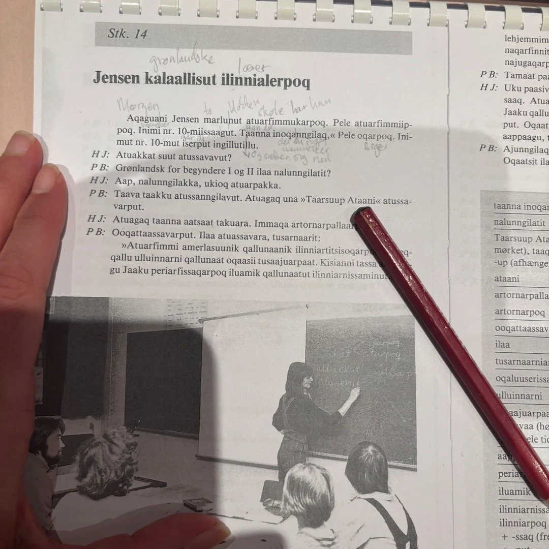 Learning greenlandic 😅❄️
My homework these days. 

Understanding more and more. But wow they&rsquo;ve turned it up a notch!!