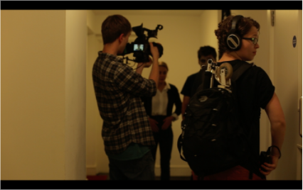 (Ben and Sound Recordist, Luise Guertler, with their portable kit setup)