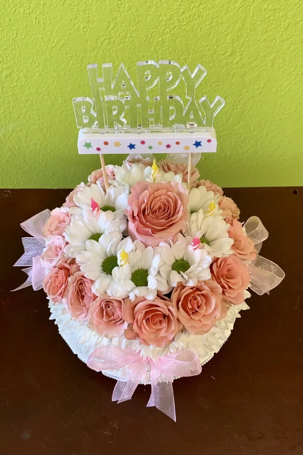 Happy Birthday Flowers And Cake