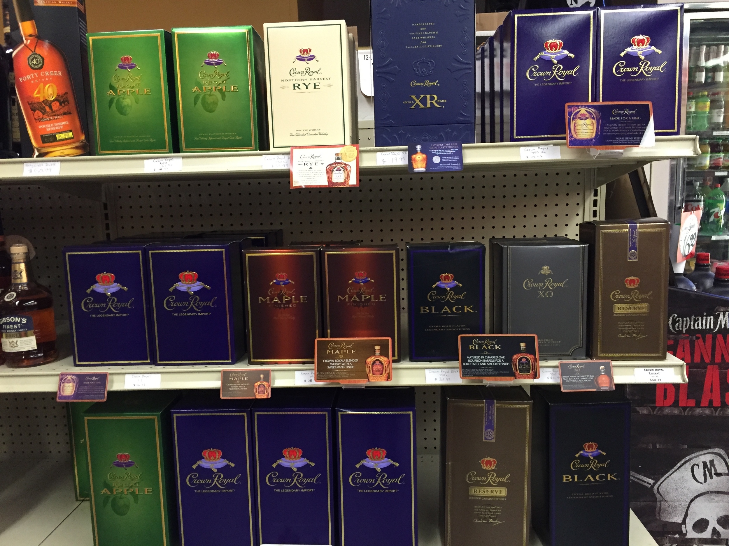 Full line of Crown Royal