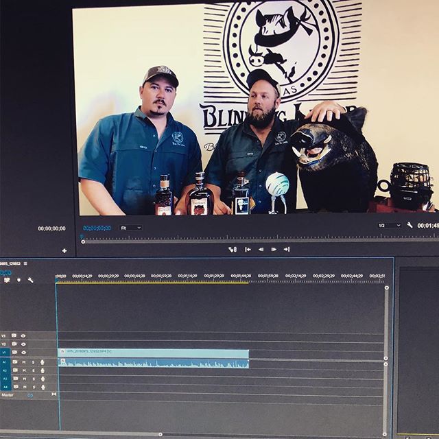 @bcstrubberg is getting started editing the latest @blindpigliquor video starring @thedrunkenpig_htx and @awalker610. Look for a serious production about small batches, single barrels, and store pick single barrels soon. And an outtakes video will fo