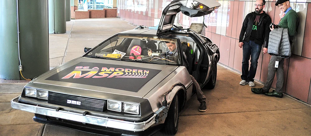 Branded Delorean car