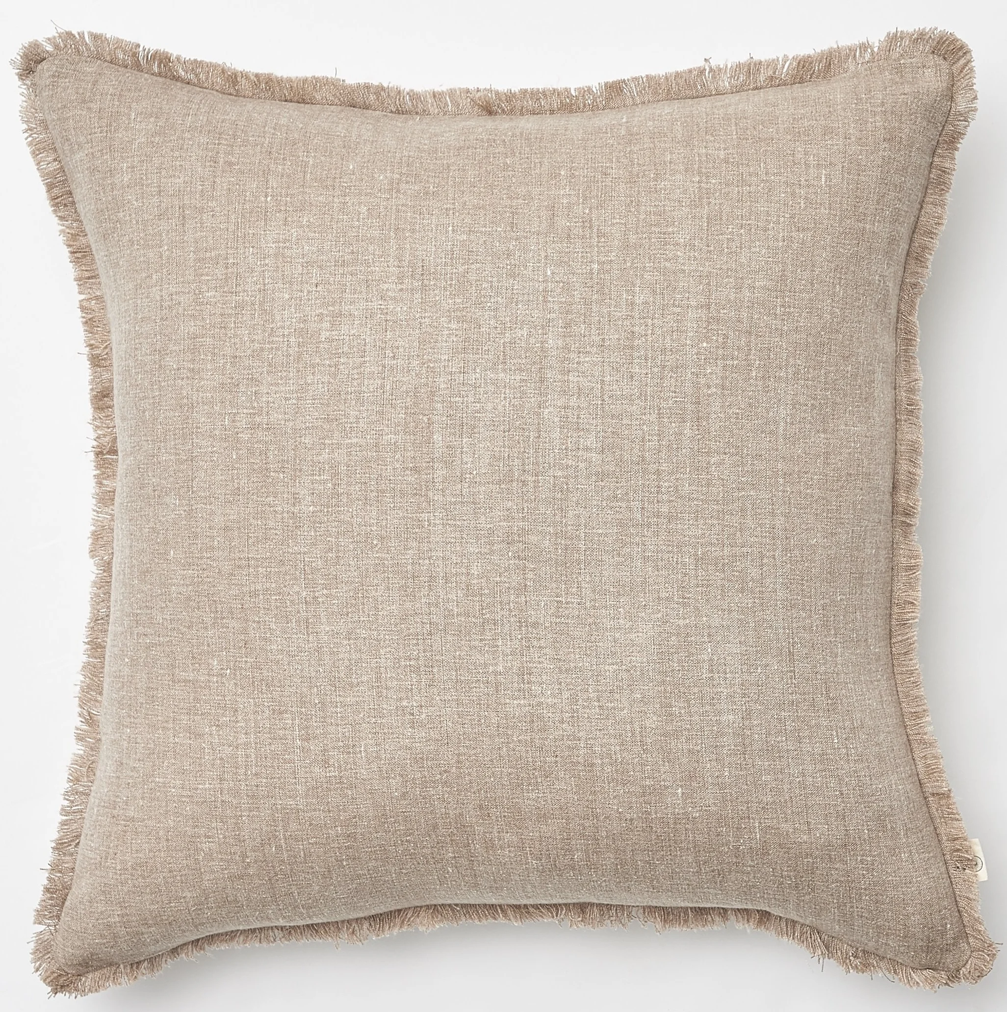 Frayed Edge Heathered Natural Belgium Linen Pillow