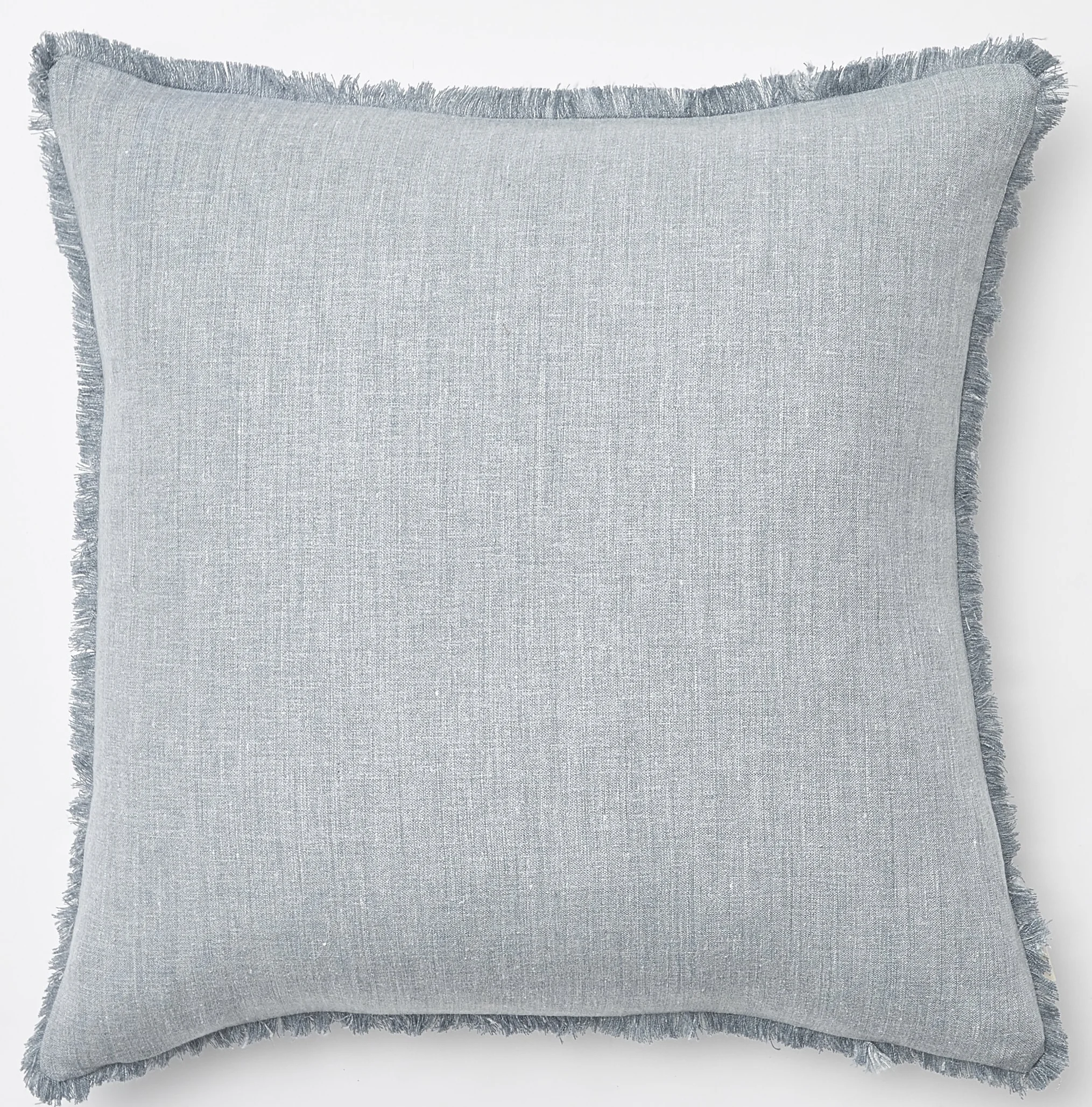 Frayed Edge Heathered Light Blue Belgium Linen Pillow