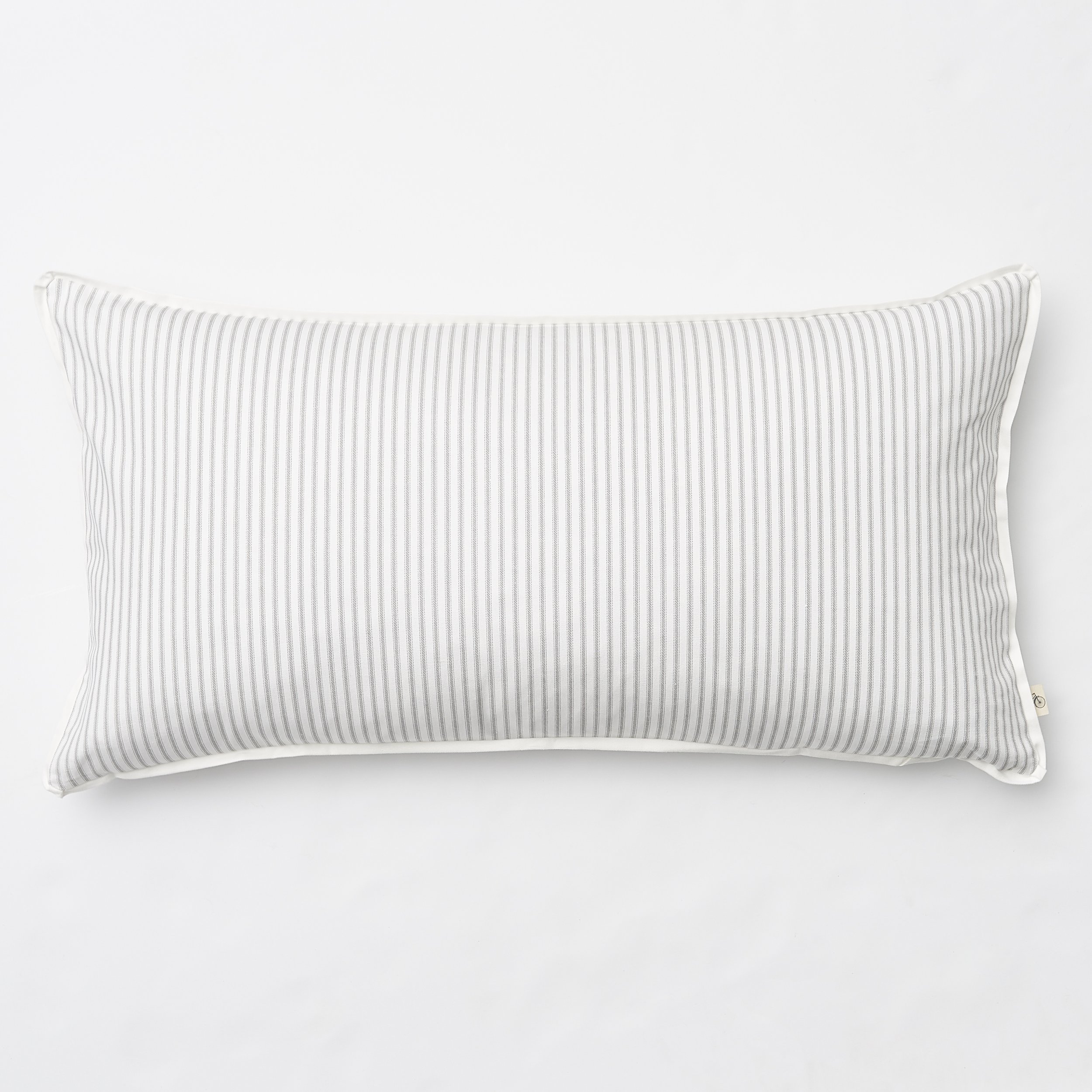Printed Grey Ticking Stripe on Cotton Twill with 1/4" White Twill Flange Bolster Pillow