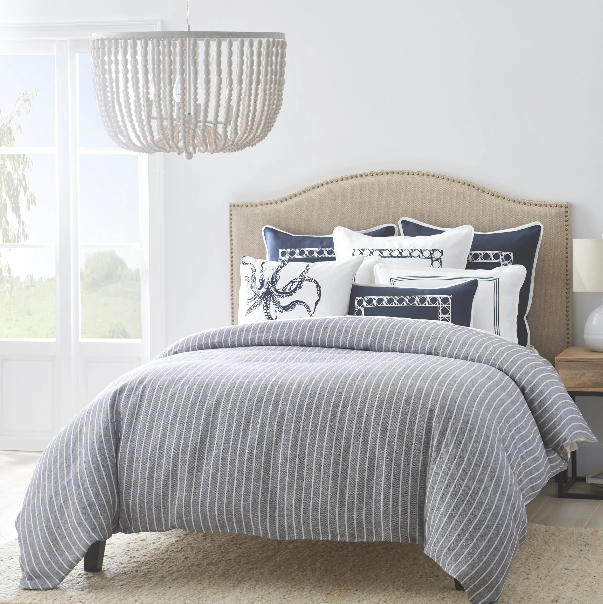 Navy Linen Stripe Duvet