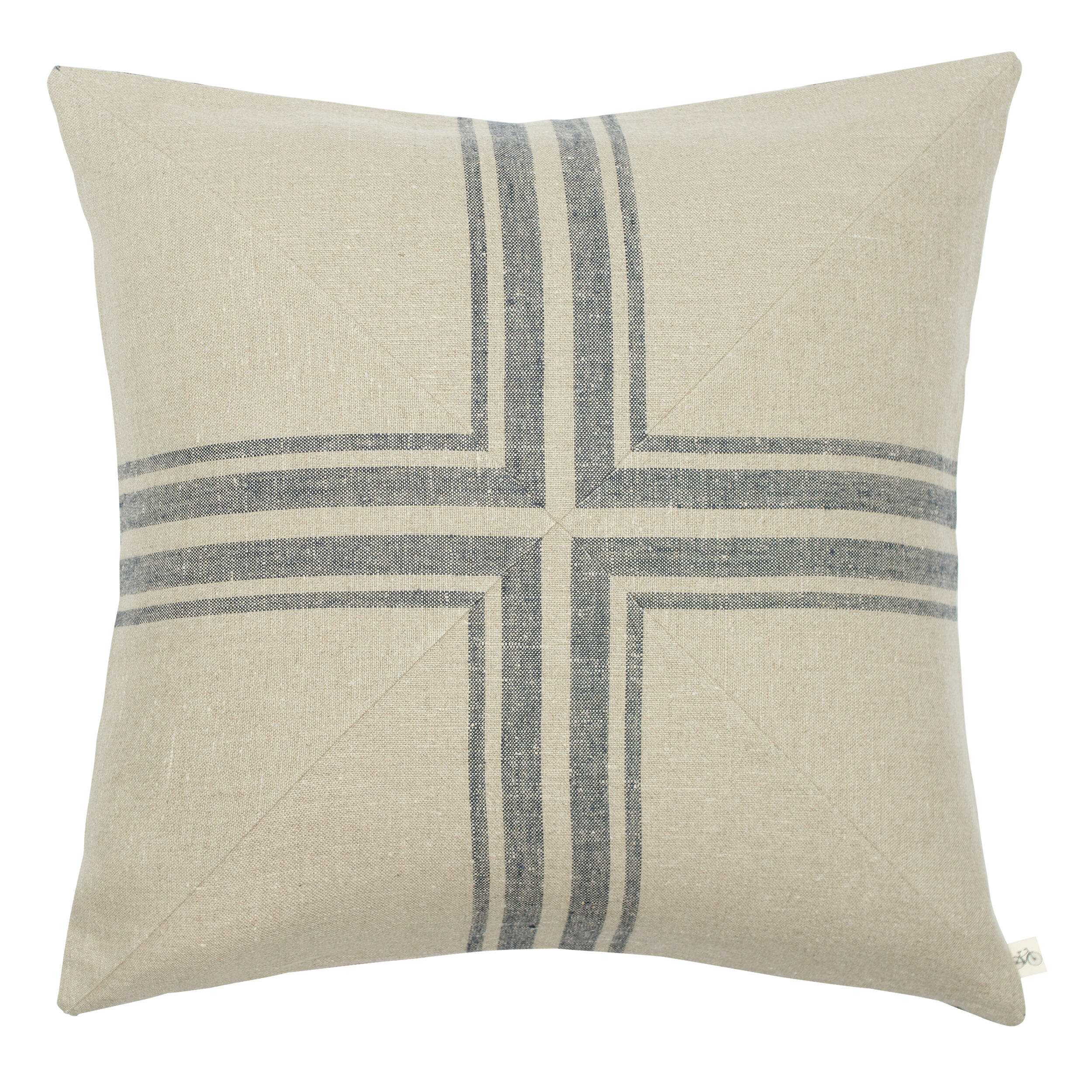 26" Vintage Navy Belgium Linen Cross Pillow (Available in 2 Colors-Navy and Red)