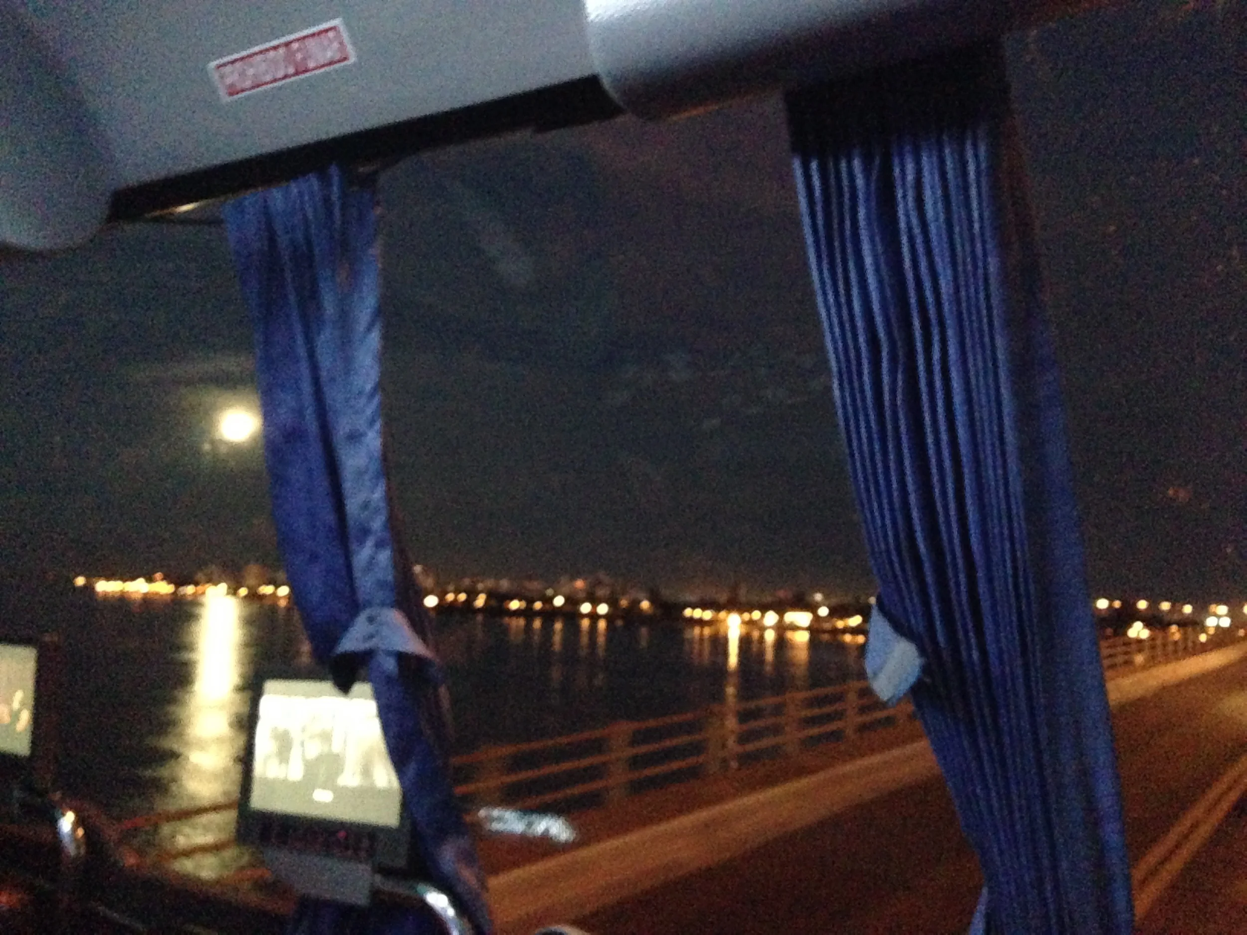 The view from my luxe overnight bus from Resistencia to Buenos Aires. Empanadas, wine, and moon included. 