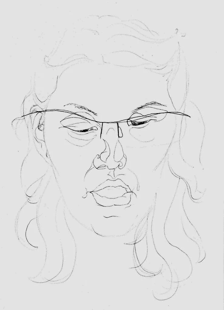 Graphite on paper, from life. “Drawn in conversation” series Circa 2007.