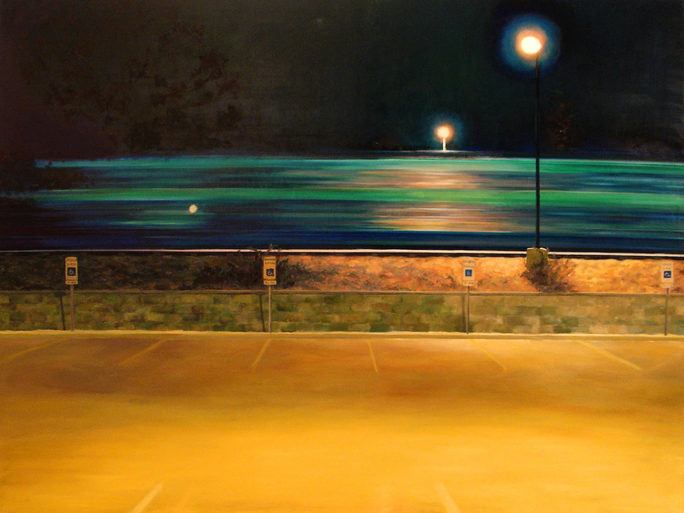 "train" Oil on plywood, 36"x48". Private collection.