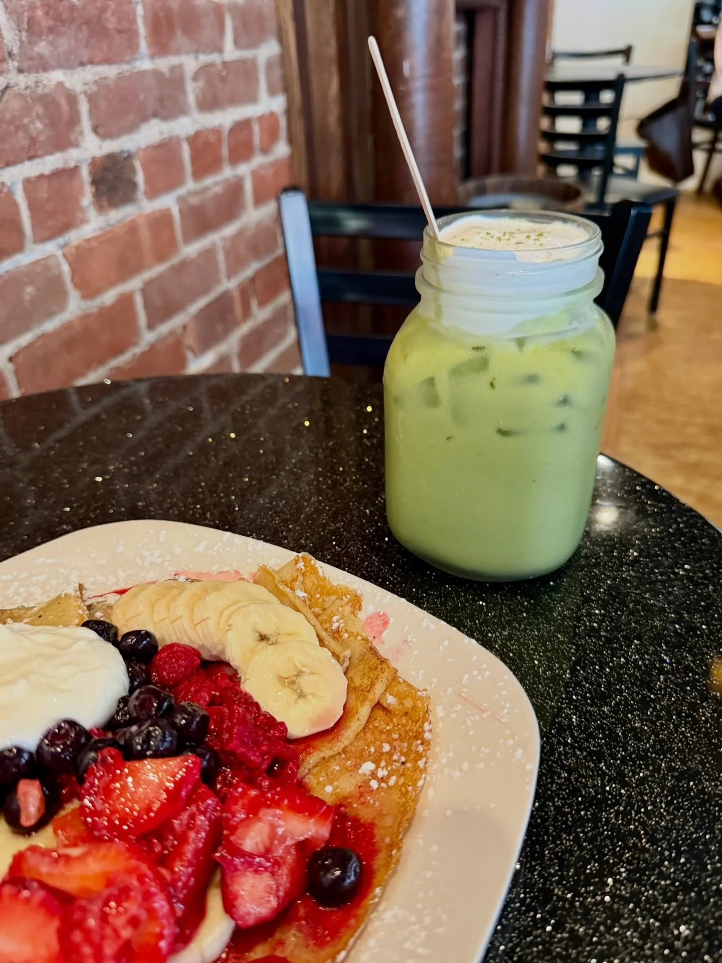 Sundays are better with sweet crepes and matcha 🍵💤