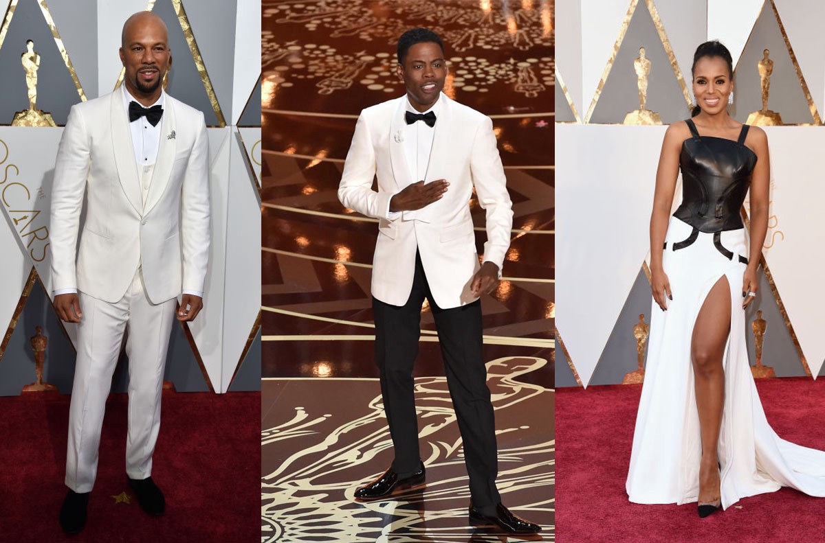 Common in Dolce Gabbana, Chris Rock in Burberry, Kerry Washington in Versace photo: Getty Images