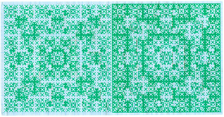 Untitled, c. 1995-98, ink on graph paper, 7.28 x14.57 in., 18.5 x 37 cm