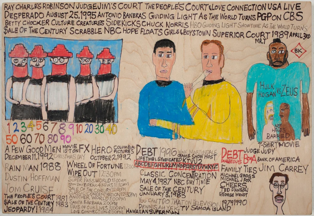 Daniel Green, Devo, Spock, No Hold's Barred , micron and colored pencil on wood, 2012, 9.75" x 14" x 1", Image Courtesy of Creativity Explored.