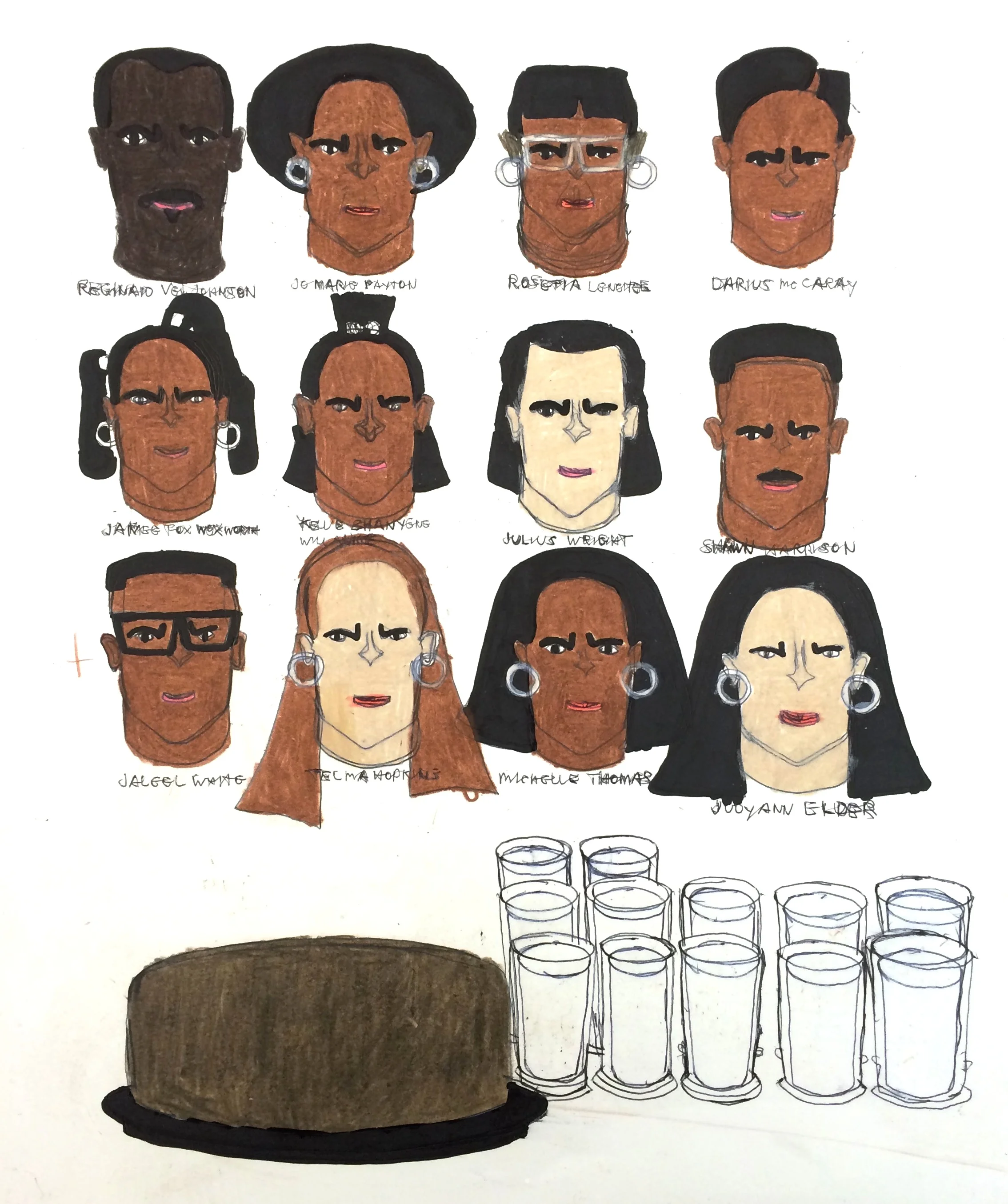 Kenya Hanley, Family Matters , 2015, Mixed Media on Paper, 17" x 14", image courtesy Land Gallery