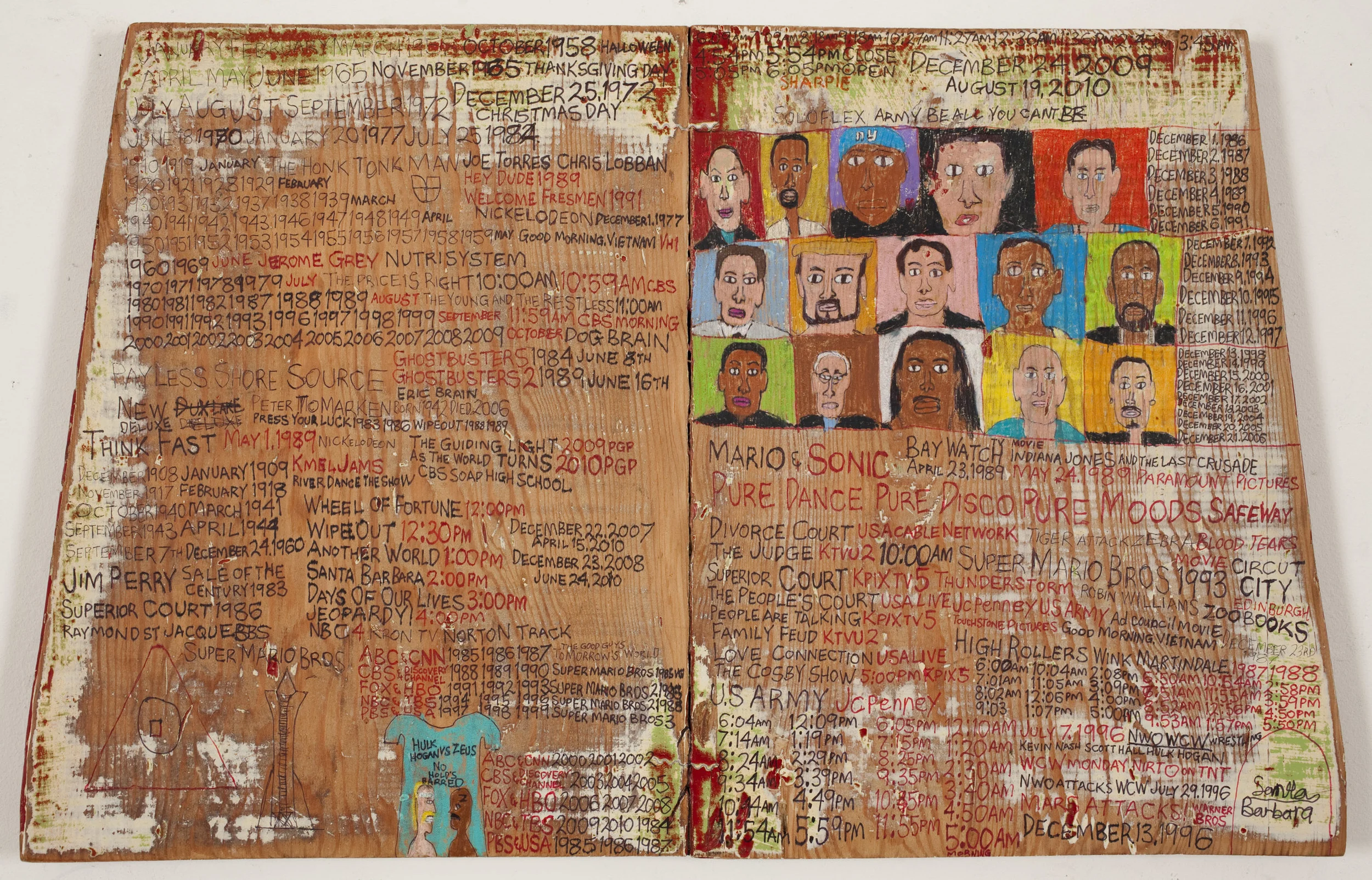 Daniel Green, Fifteen People , 2009, Mixed media on wood, 14.25 x 22.5 x 1.75 inches