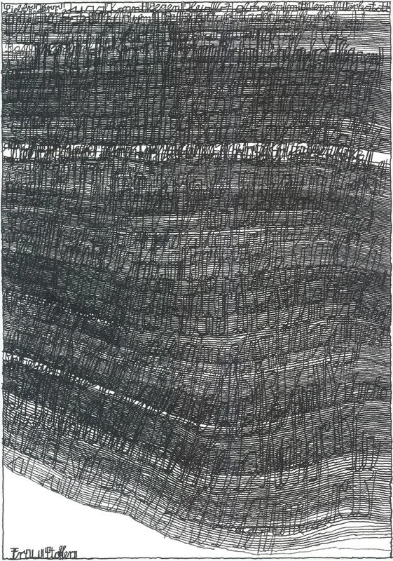 Harald Stoffers at Cavin-Morris, Brief 163 , 2010, waterproof felt tip pen on cardboard, 39.4" x 27.5"