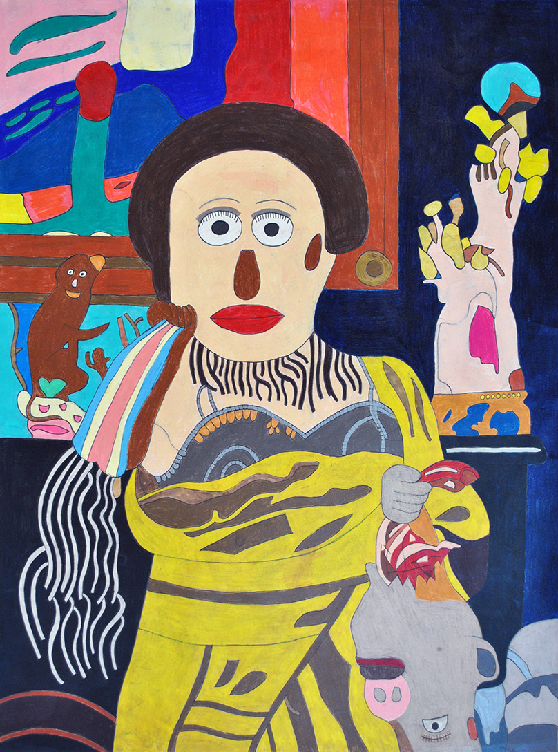 Hugo Rocha , Madres Egoistas , colored pencil on paper, 24" x 18", 2015, image courtesy First Street Gallery