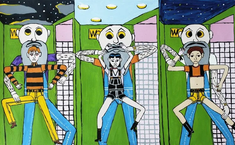 Bad Bon Squared , 2012, acrylic on paper, 16" x 24"