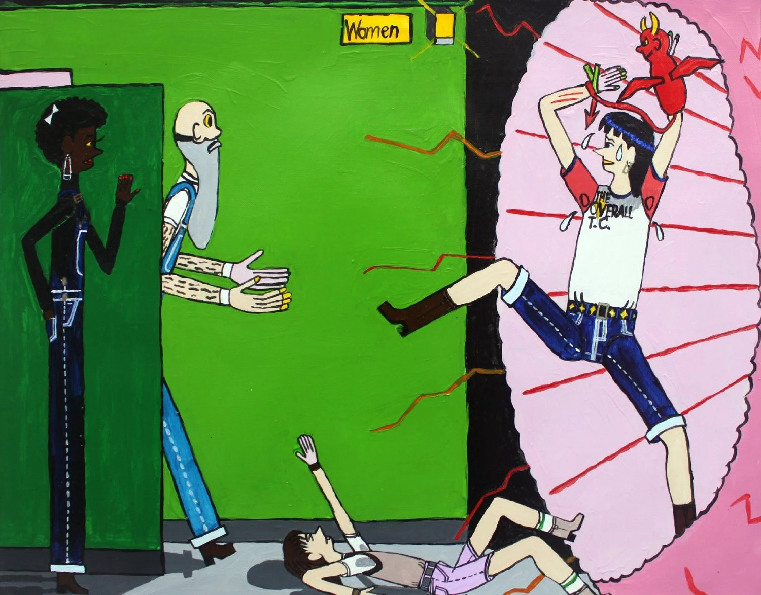Billy Got Knocked Out By Ray Thump , 2013, acrylic on paper, 16" x 20"