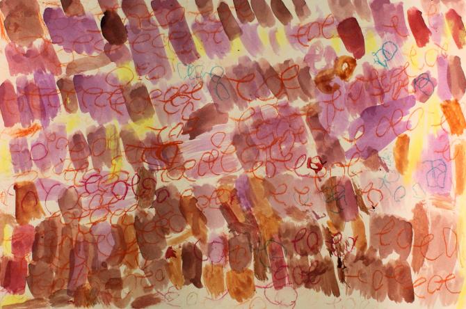 Carolyn Kelley, Painted Numbers , 2015, Watercolor and pastel on mat board, 11” x 17”