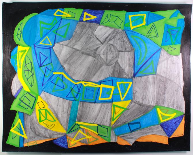 Tim Stone, Shambula , 2015, Pencil, paint marker on paper, 19”x24”