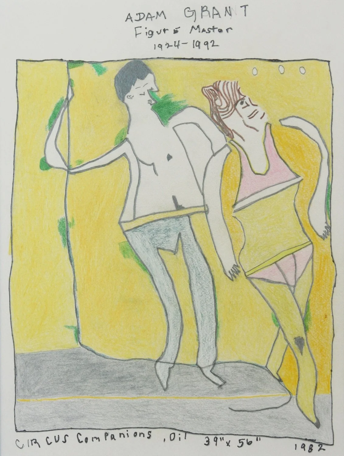A Man and Woman Posing Together , mixed media on paper