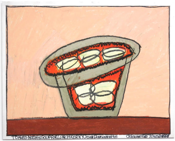 Kerry Damianakes, Tomato Noodle Soup for Lunch , 2011, pastel on paper, 19" x 24"