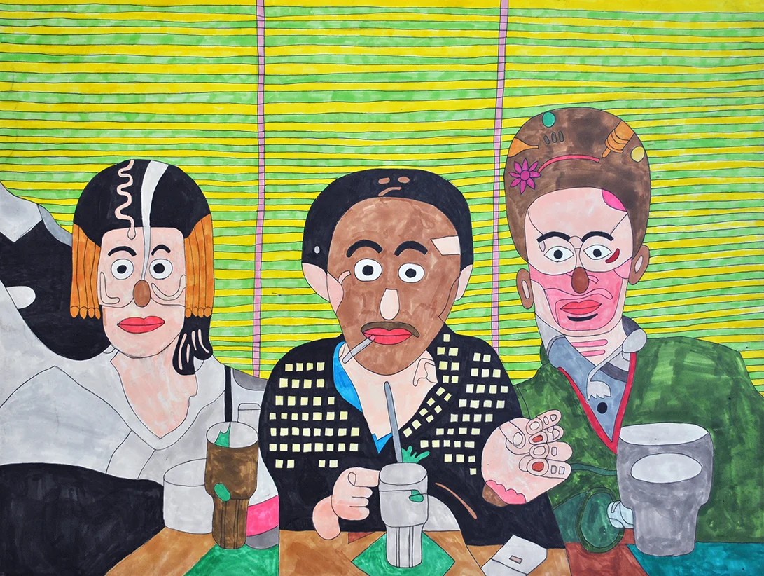 Hugo Rocha, Untitled , 2015, marker and colored pencil on paper, 18” x 24”